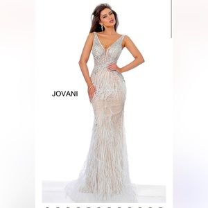 Jovani feather sequin dress